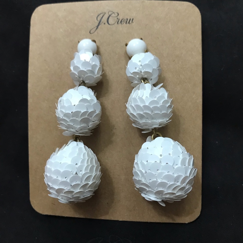 J. Crew white/gold colored statement earrings-NWT
